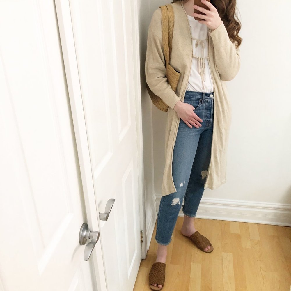 Stunning Vintage Long Double Tie Cardigan Sweater